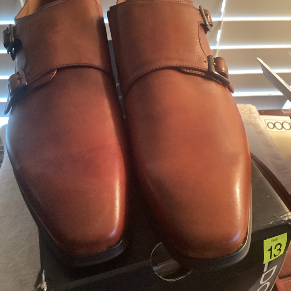 NEW in Box Aldo Mens Double Monk Strap Brown Leather Dress Shoes Size 13